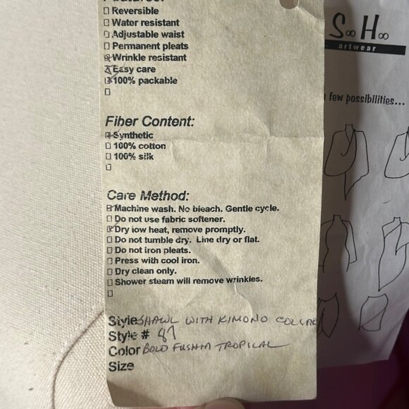 NWT Soo Hoo Artist Made Scarf Kimono Wrap Shawl Original Unique Vibrant Flowy - Picture 3 of 8